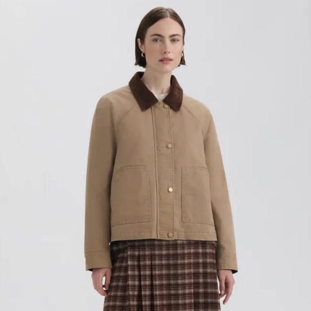 Hunter Corduroy Collar Raglan Sleeve Cotton Barn Jacket - Picture 3 of 7